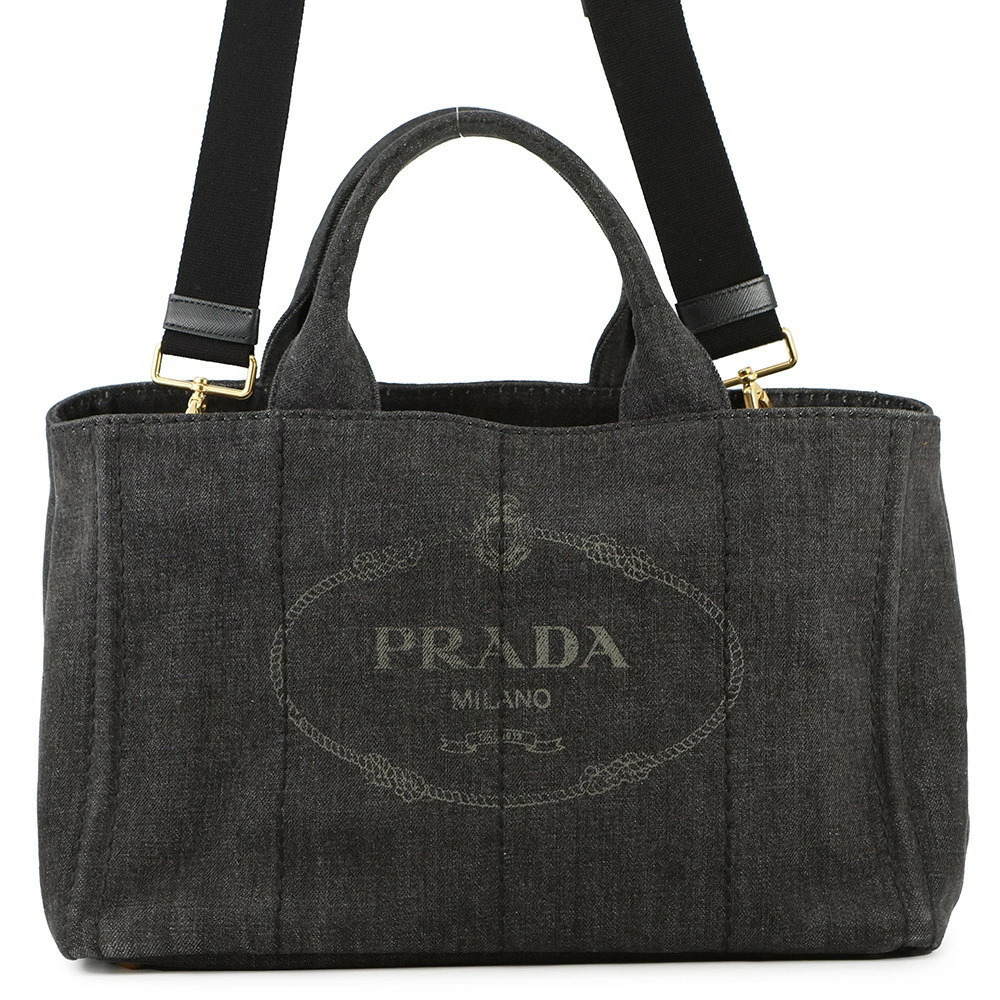 Prada Canapa Denim Tote Bag Black